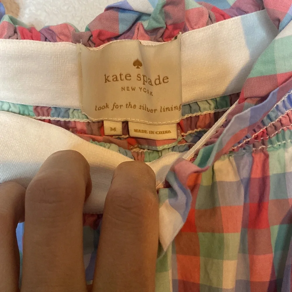 Kate Spade Pink and Blue Plaid Off-Shoulder Midi Dress - Picture 5 of 9
